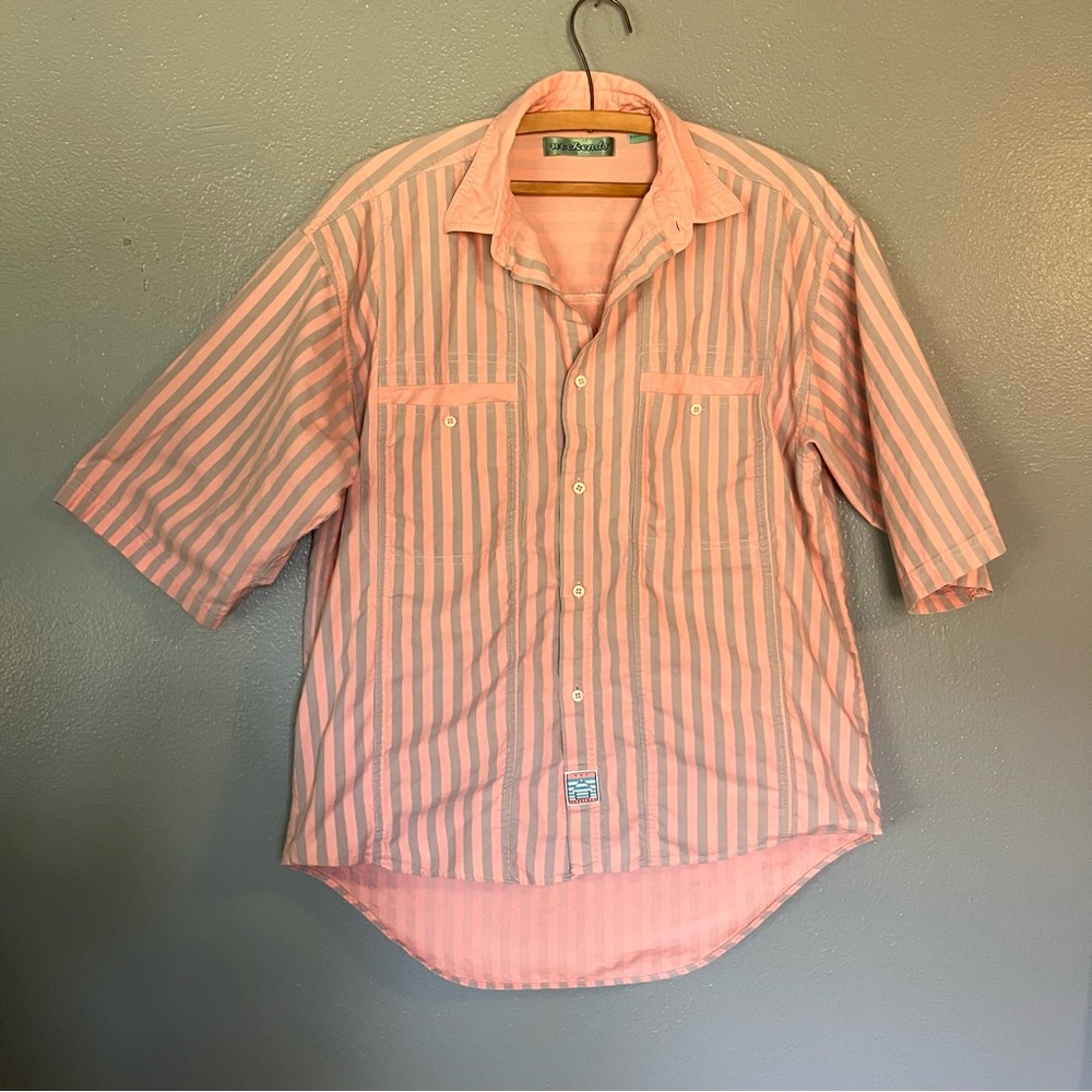 Striped Men's Shirt in Pink and Orange